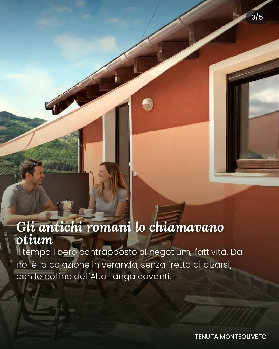 Colazione lenta in veranda a Tenuta MonteOliveto con vista sull'Alta Langa