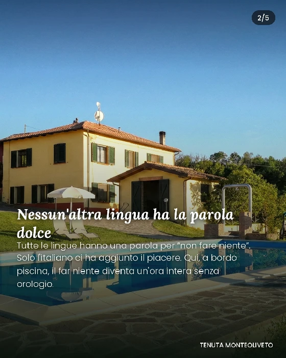Piscina panoramica di Tenuta MonteOliveto con vista sulle colline dell'Alta Langa